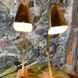 New Vintage High Intensity Folding Adjustable Table Lamp - Tan - Matching Set